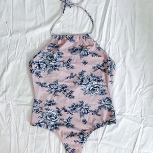 Floral bodysuit with open back